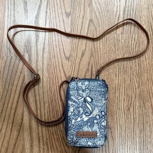 Sakroots Artistic Blue and Tan Crossbody Bag